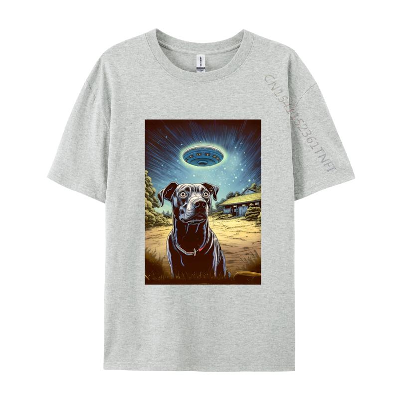 My Dog Thinks Ufos Are Real On A Dark Tshirt Men Clothing Tops Plus Size Pure Cotton ONeck T Shirts