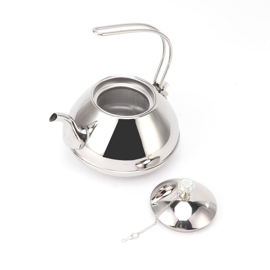 Stainless Steel Teapot Large Capacity Stovetop Kettle with Filter for Home Camping 1.5L Silver