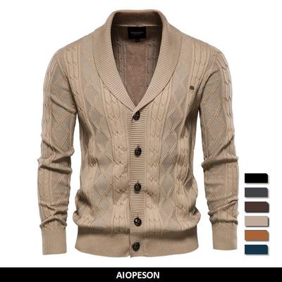 AIOPESON Baumwolle Strickjacke Männer Casual Einreiher Einfarbig Business Herren Strickjacken Neue Winter Mode Pullover Männer