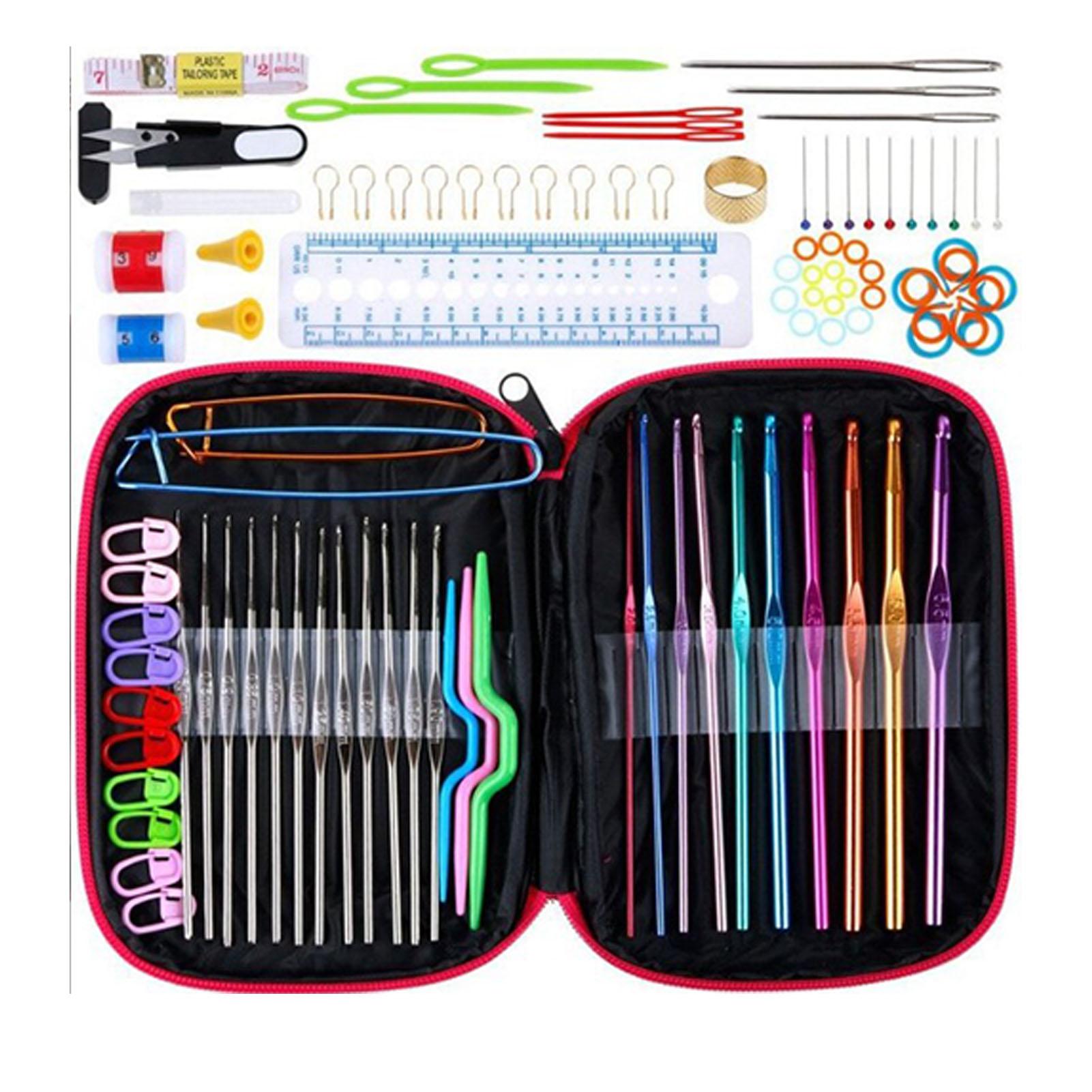 

Crochet Hooks Set Colorful Ergonomic Handle Portable Metal Knitting Needles with Storage Bag for Craft Toy Making