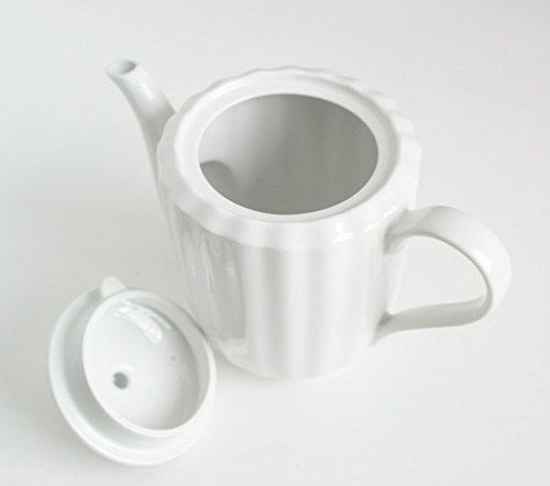 White Tableware: Shatter-Resistant Reinforced Porcelain Pure White Tiara Frill Teapot, 600cc