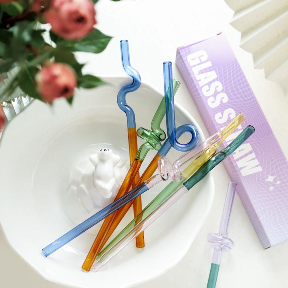 

Aesthetic Twist Glass Tableware Party Supplies Drinking Straw Bar Tools Christmas Decoration H