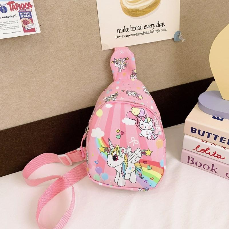 Kids Stylish Unicorn Cartoon Small Crossbody Bag For Daily School Outings And
