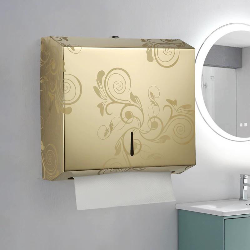 Stainless Steel Wall-Mounted Hand Towel Dispenser Bathroom Kitchen Commercial Use No Drill Installation