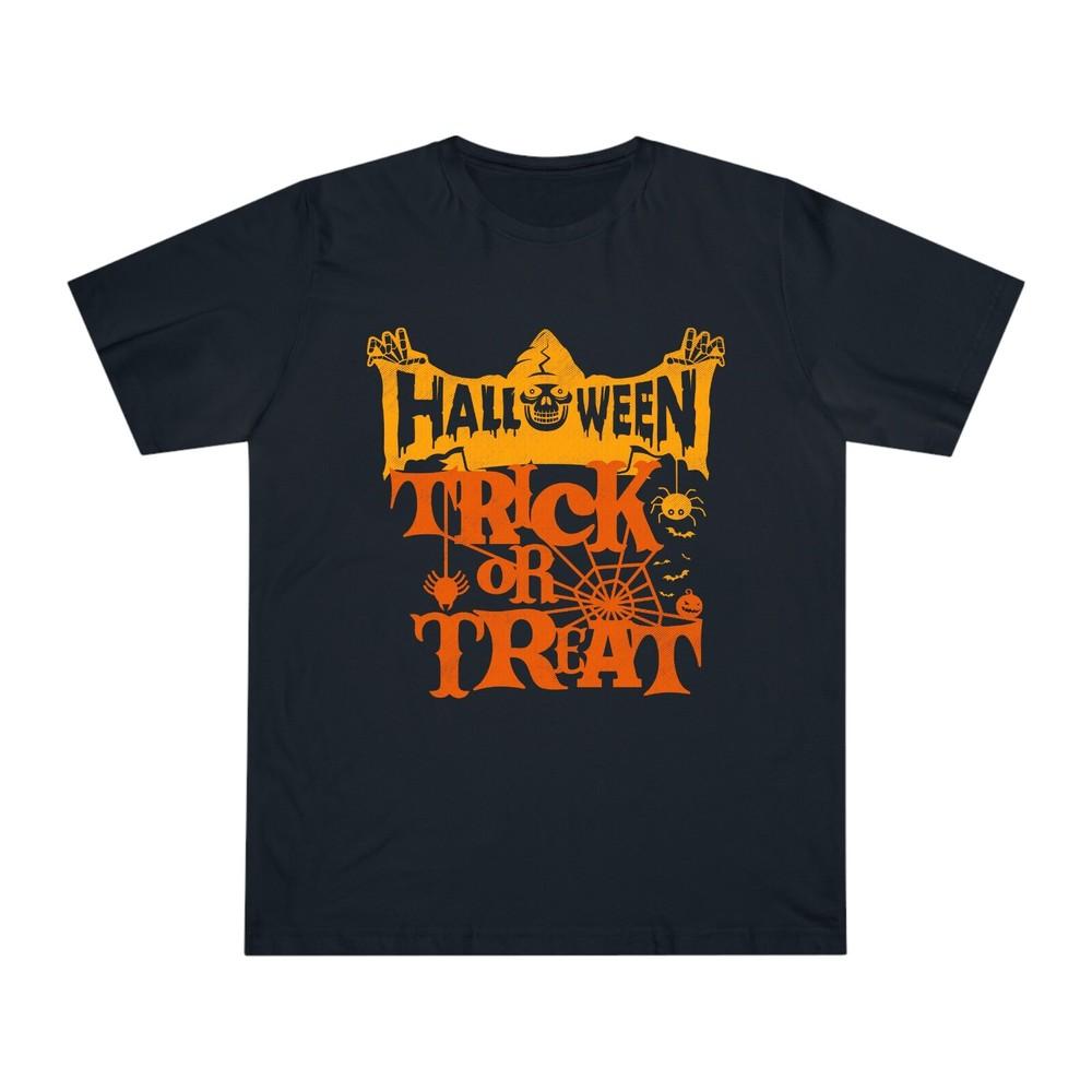 Ghost Trick Or Treat Halloween TShirt Spider Web Tee Scary Bat Unisex Tshirt S