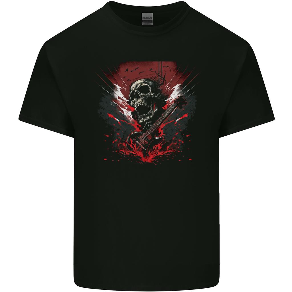 Electric Guitar Skull Heavy Metal Rock Music Unisexs Light Cotton TShirt