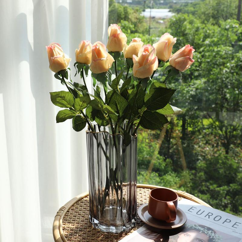 

Artificial Flower Feel Moisturizing Rose Fake Flower Simulation Plant Wedding Home Decoration Pot Flower Arrangement Green Plant 45cm рожевий червоний колір