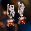 Trendy Crystal White Red Zircon Stone Hoop Earrings For Women Vintage Gold Color Wedding