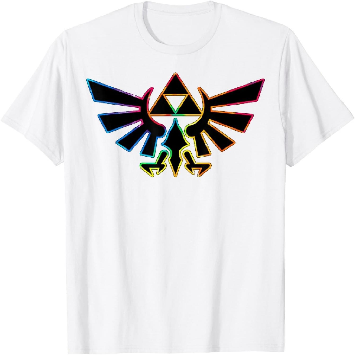 The Legend of Zelda Rainbow Neon Outline Hyrule Symbol T-Shirt XXXXXL белый