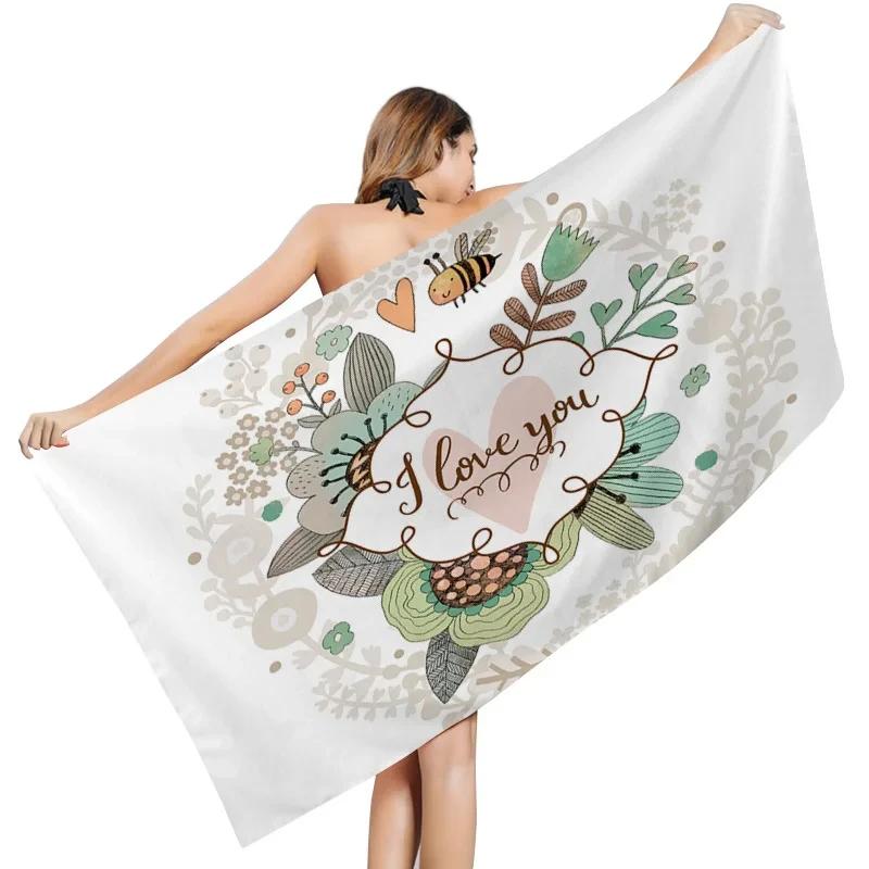 Easter Cartoon Rabbit Beach Towel Cute Animal Plant Quick Dry Bath Towel for Kids Adult Gift Travel Camping Swimming Pool Towels