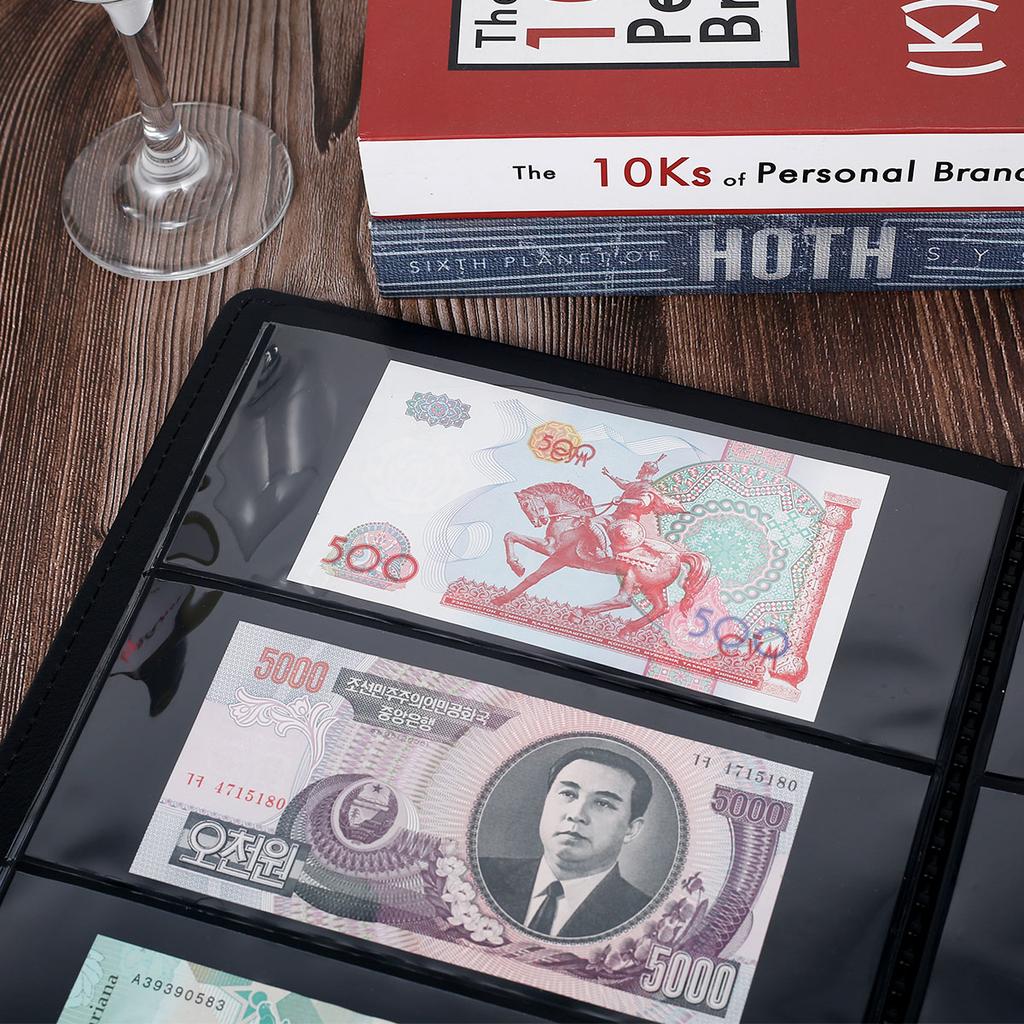 Album Colectie Valută Mondială Bancnote, Suporturi pentru Bancnote pentru Colecționari, Liant Carte de Colecție Clasică pentru Bancnote de Hârtie