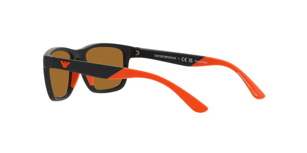 Emporio Armani EK4002F Matte Black Polar Size 48 Kids' Sunglasses, Frame/Brown Lens,