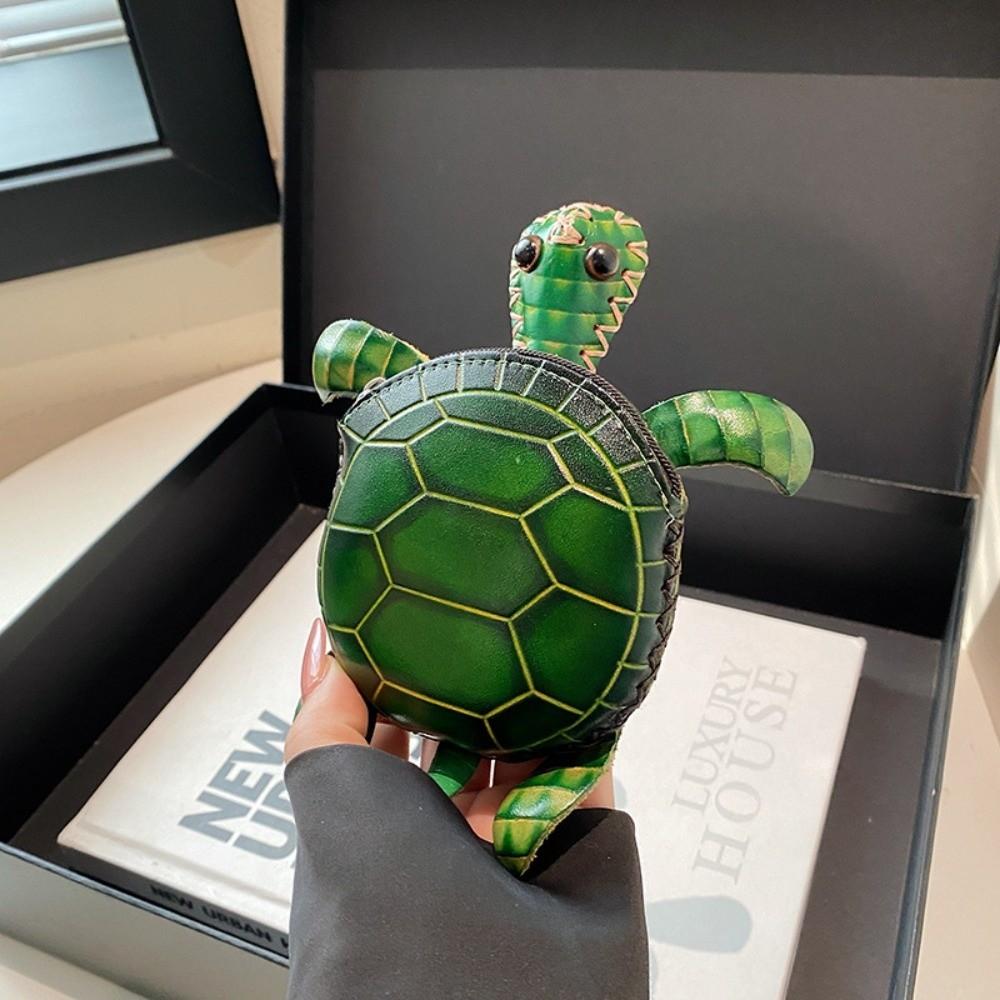 

Durable PU Leather Key Holder PU Leather Animal Mini Handbag Cute Turtle Coin Purse Party Favor зелёный