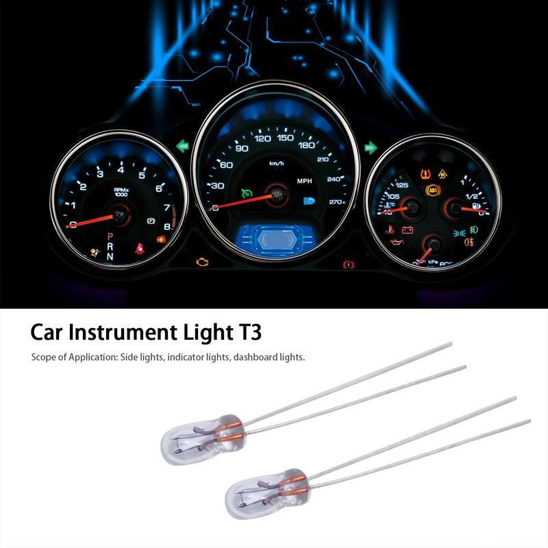 10 Pcs Automobile Instrument Light T3 Light Bulb Car ABS 12V 30MA For All Models Dashboard Lights Warm White Light Car Accessor