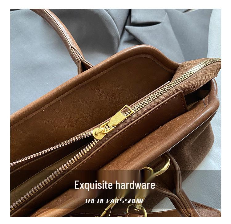 2025 Retro Niche Suede Colorblock Crossbody Baguette Handbag - New Versatile Fashion for Women