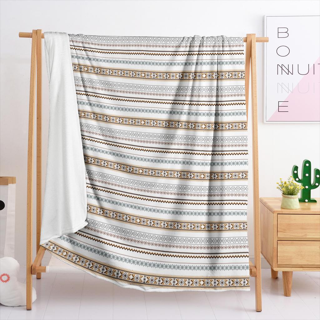 Blanket Flannel Blanket Bohemian Stripe Geometric 3D Digital Printing Blanket Cover Blanket