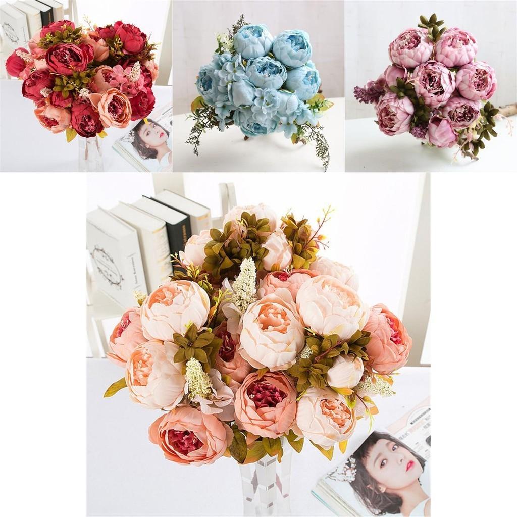 Bouquet di Peonie Artificiali in Seta con 8 Teste per Decorazioni Nuziali Realistiche**