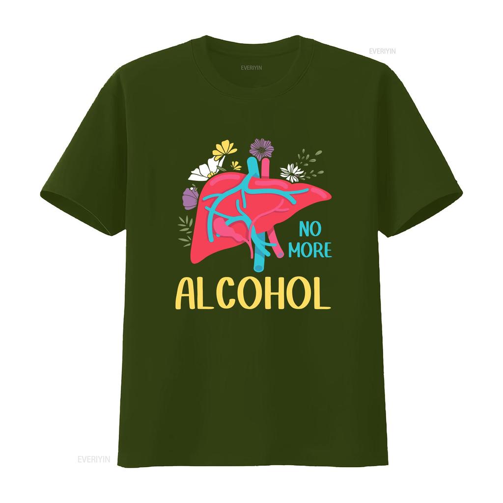 No More Alcohol Liver Disease Awareness T Shirt  Vintage Washed Stylish Graphic Breathable Fashion Soft Casual Stretched Unisex