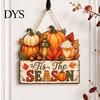Sunflower Plaid Door Hanger Fall Wooden Hanging Sign, Autumn Scarecrow & Pumpkin Maple Leaf Decorative Wall Art for Home Hanger, Harvest Thanksgiving