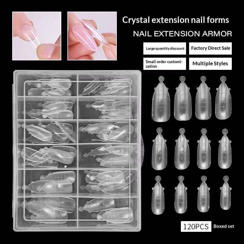 120Pcs Quick Building Nail Mold Tips Dual Nail Extension Form Full Cover Finger Nail Art Extend Builder Mold False Manicure Tool