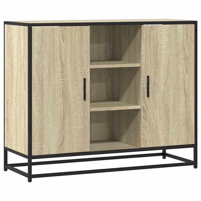 VidaXL Buffet chêne sonoma 92x35x76 cm bois d'ingénierie, armoire de rangement, meuble d'entrée, meuble d'appoint, meuble de 849015