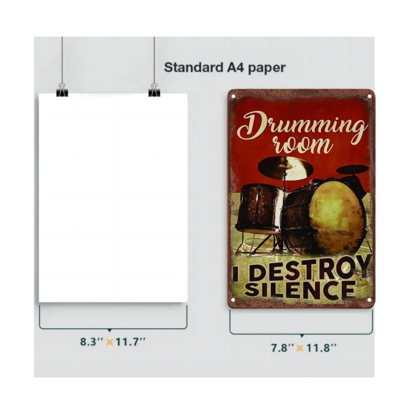 Vintage Schlagzeuger Anhänger Metall Blechposter Schlagzeug Metall Blechschild Poster Platte für Schlagzeuger Café Garage Fitnessstudio oder Boxclub Dekor