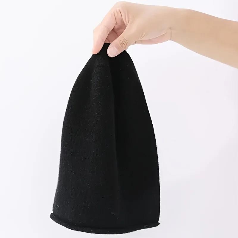 Luxury Cashmere Wool Beanie Hat - Unisex Winter for & Women, Soft Warm Roll-Over Brim, Casual & Costume Wear,Durable Fiber