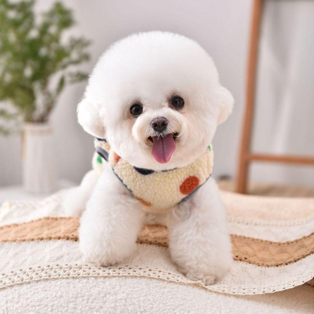Pet Clothing Warm Dog Hoodie Soft Fleece Dog Clothes Pocket Design Dots Pattern Dog Coats Indoor Use