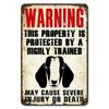 Warning This Property Is Protect By Labradoodle Dog Tin Sign Vintage Farm Decor Art Pet Lover Tin Metal Sign