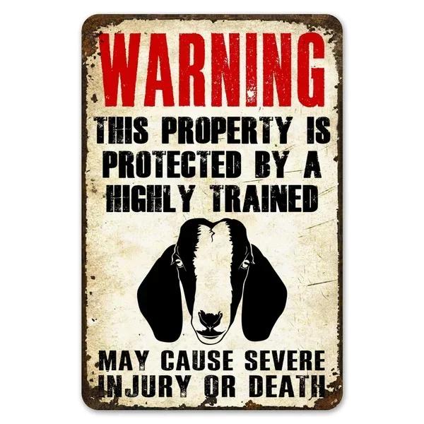 Warning This Property Is Protect By Labradoodle Dog Tin Sign Vintage Farm Decor Art Pet Lover Tin Metal Sign