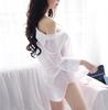 Yiyue Erotic underwear Chiffon see-through Boyfriend shirt Sexy Short skirt Adjustable Short sleeves Passionate suit for Women 9045