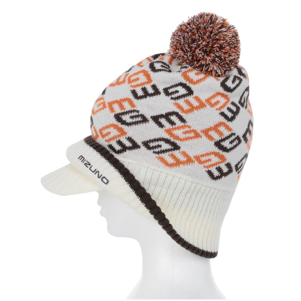 Golf Breath Thermo MG Logo Knit with One Size Fits All [Mizuno] Cap, Cap, Brim, Heat-Generating Material, Hat, E2MWB708, Women's, Off-White,
