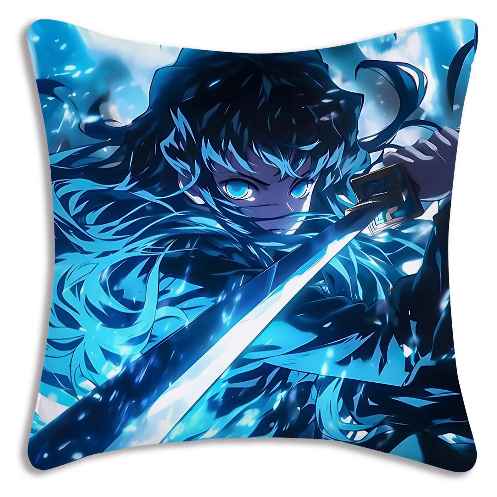 Muichiro Tokito Anime Pillow Covers Cartoon Sofa Decorative Home Doublesided Printing Short Plush Cute Cushion Cover