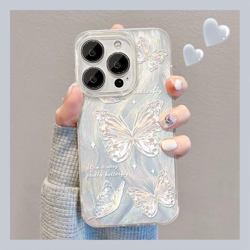 Butterfly for Apple 16Promax mobile phone case IP15 large hole IMD feather bracket Internet celebrity 16 violent laser