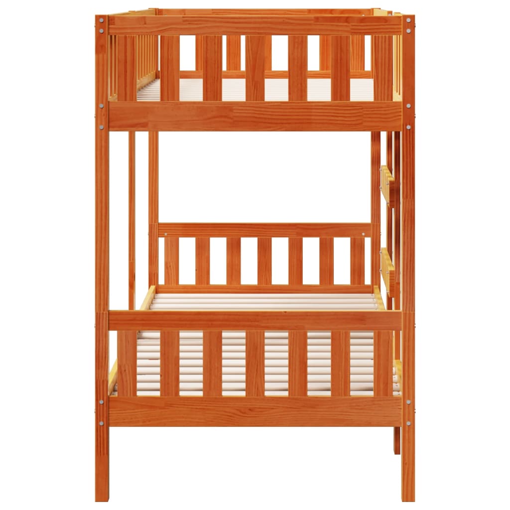 Bunk Bed Wax Brown 90 x 190 cm Solid Pine Wood
