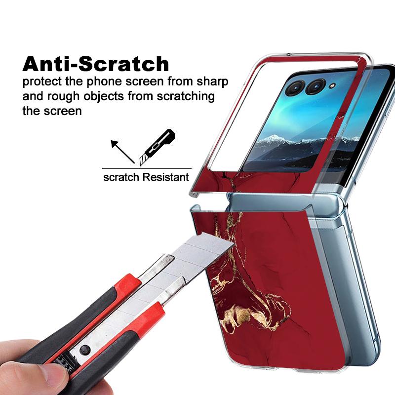 Husă de telefon cu model marmorat colorat pentru Motorola Razr 60 Ultra Razr 50 40 Ultra 60 50 40 Capac pliabil dur din PC transparent antișoc