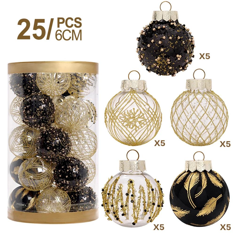 25 PCS Christmas Glitter Ball Ornaments Xmas Tree Pendant Decorations For Holiday Wedding Festival Decor 9 Colors 26.8x16x18cm