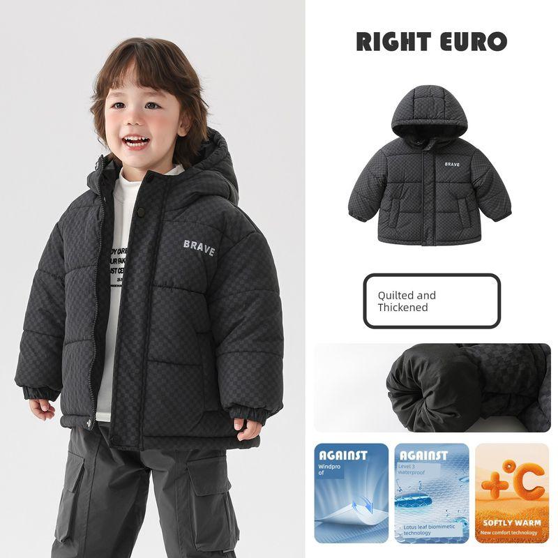 Boys Thickened Cotton Jacket Winter Wear 2025 New Winter Style Boys Waterproof Hooded Children s Baby Toddler Warm Clothing Black 90