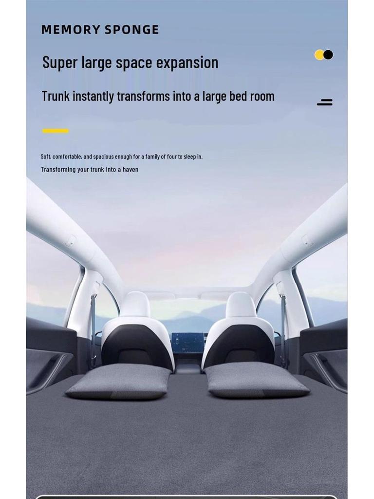 Nafukovací matrace pro modely Tesla (25+), Osvěžená edice, Podložka na spaní na zadní sedadlo, Skládací pro kempování a spaní