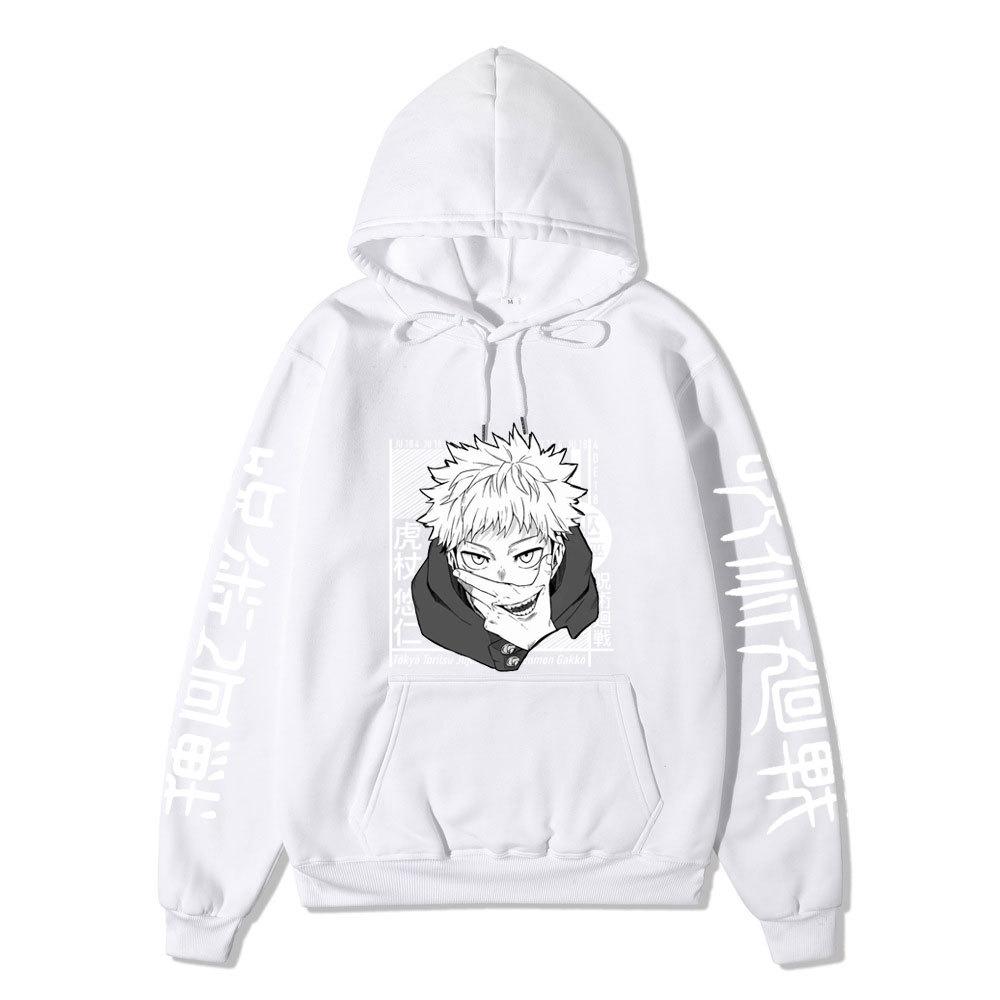 Jujutsu Kaisen Yuji Itadori  Japanese Printed Hooded Sweatshirt Unisex Fleece Warm Hoodie for Men Women Fall Winter Loose Casual Long Sleeve Pullover
