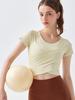 Women's Nude Feel Quick-Dry Yoga Crop Top - Short Sleeve, Sexy & Sports-Ready
