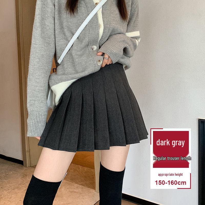 New 2024 Women's High Waist Black Pleated A-line Skirt - Short, Slimming, Summer to Autumn Style