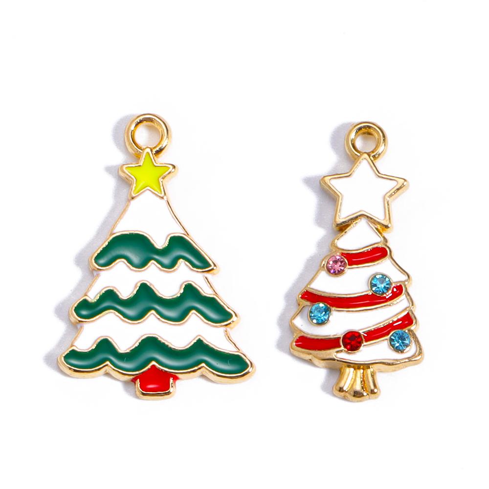Enamel Christmas Charms Christmas Elk Gift Snowman Santa Claus Pendant for Diy Necklace Earring Jewelry Making Accessories