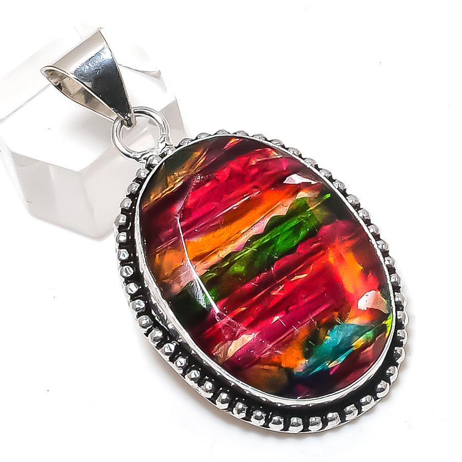 

Аммолит Драгоценный Камень 925 Стерлинговое Серебро Ювелирная Подвеска 2,05