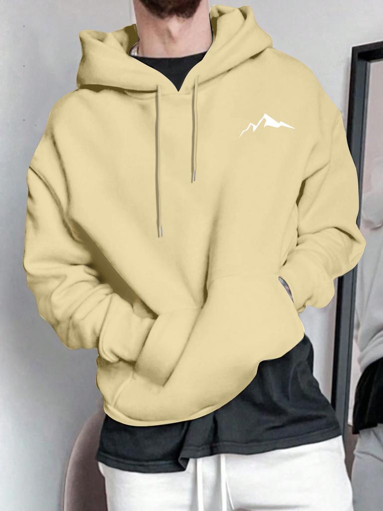Spring and Autumn Printed Mountain Element Drawstring Sweatshirt Hooded Pullover Sweatshirt
