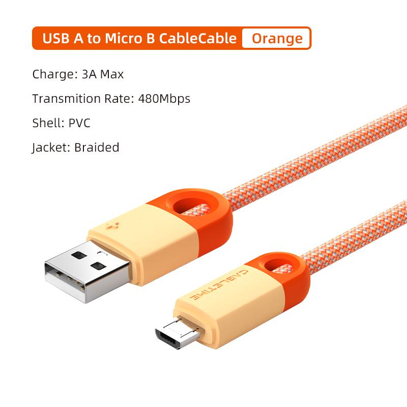 

CABLETIME Micro USB Cable 3A Fast Data charge Mobile Phone Micro USB Cable for Xiaomi 10 Redmi Huawei LG Data Cable Cord 0.25m оранжевый
