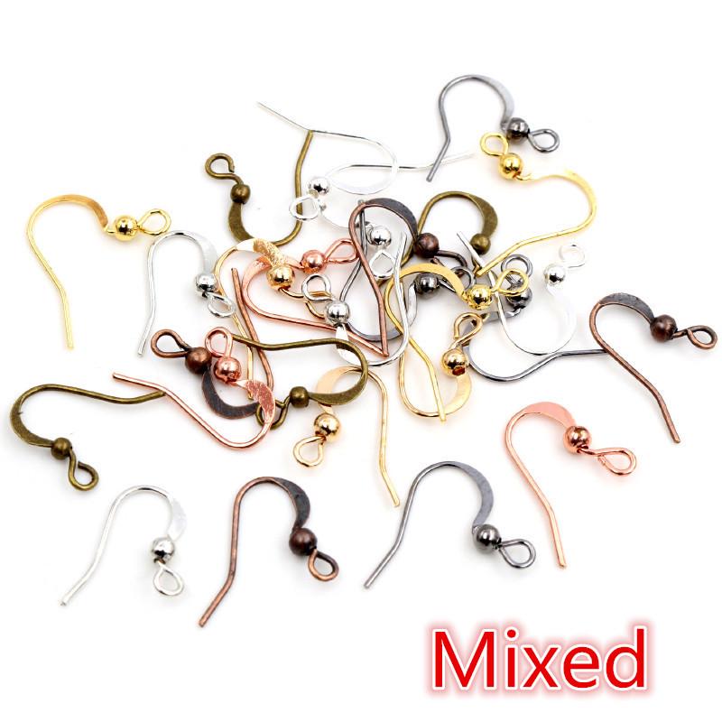 100 Pcs Copper Earring Hooks 19x18mm with Round Beads for DIY Handmade Jewelry Accessories, 20g