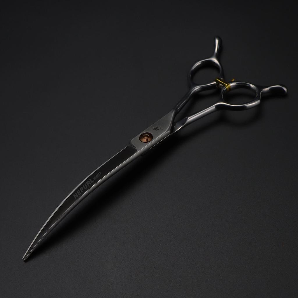 Double-Tailed 7-inch Professional Pet Grooming Scissors with Upward & Downward Curves, Matte Finish