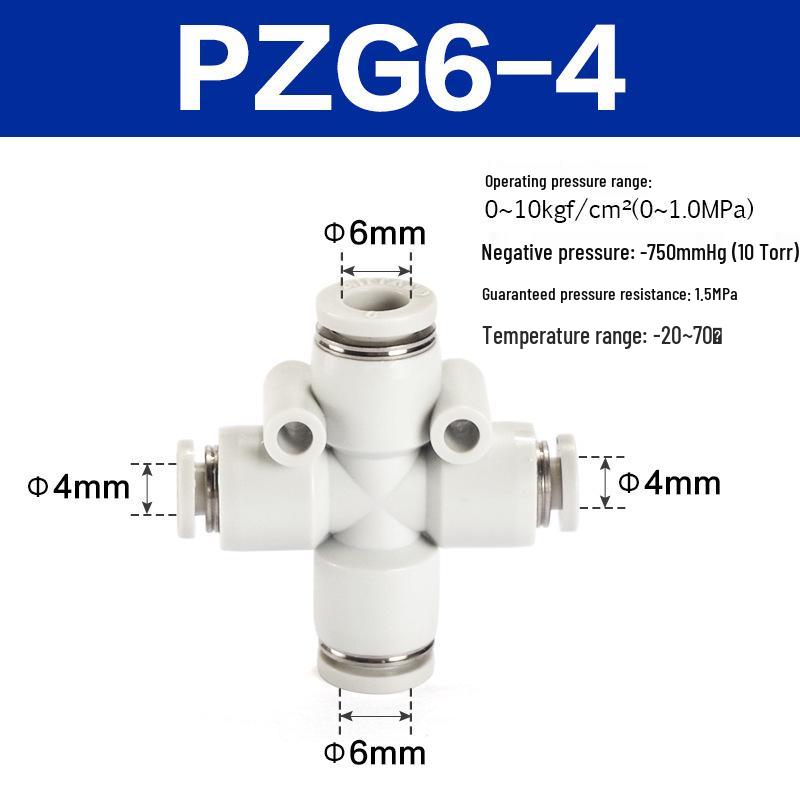 Yadake Pneumatic Tube Reducing Tee Connect Fitting PEG 6/8/10/12-4-6-8-10