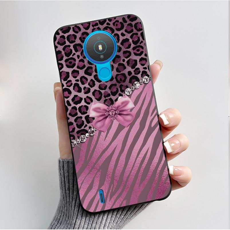 For Nokia 1.4 TA-1322 Nokia 3.4 TA-1288 TA-1285 TA-1283 Case Fashion Flower Painted Phone Casing Black Soft Silicone Back Cover